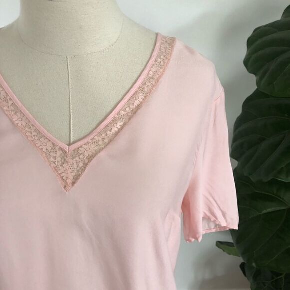 Claudie Pierlot Pink V-neck Lace Detail Blouse 38 - Picture 2 of 11